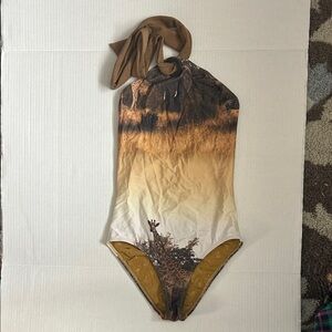 Aqua de Coco Giraffe/safari Print Halter Swimsuit